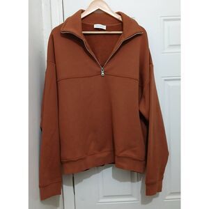 Ninety percent womens xl oversized 100% organic cotton sweatshirt rust brown